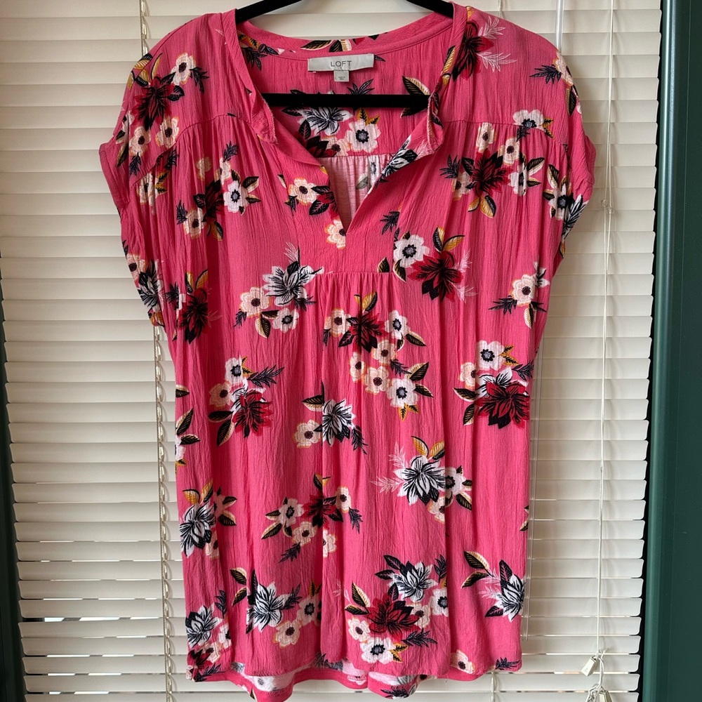 LOFT Pink Floral Blouse